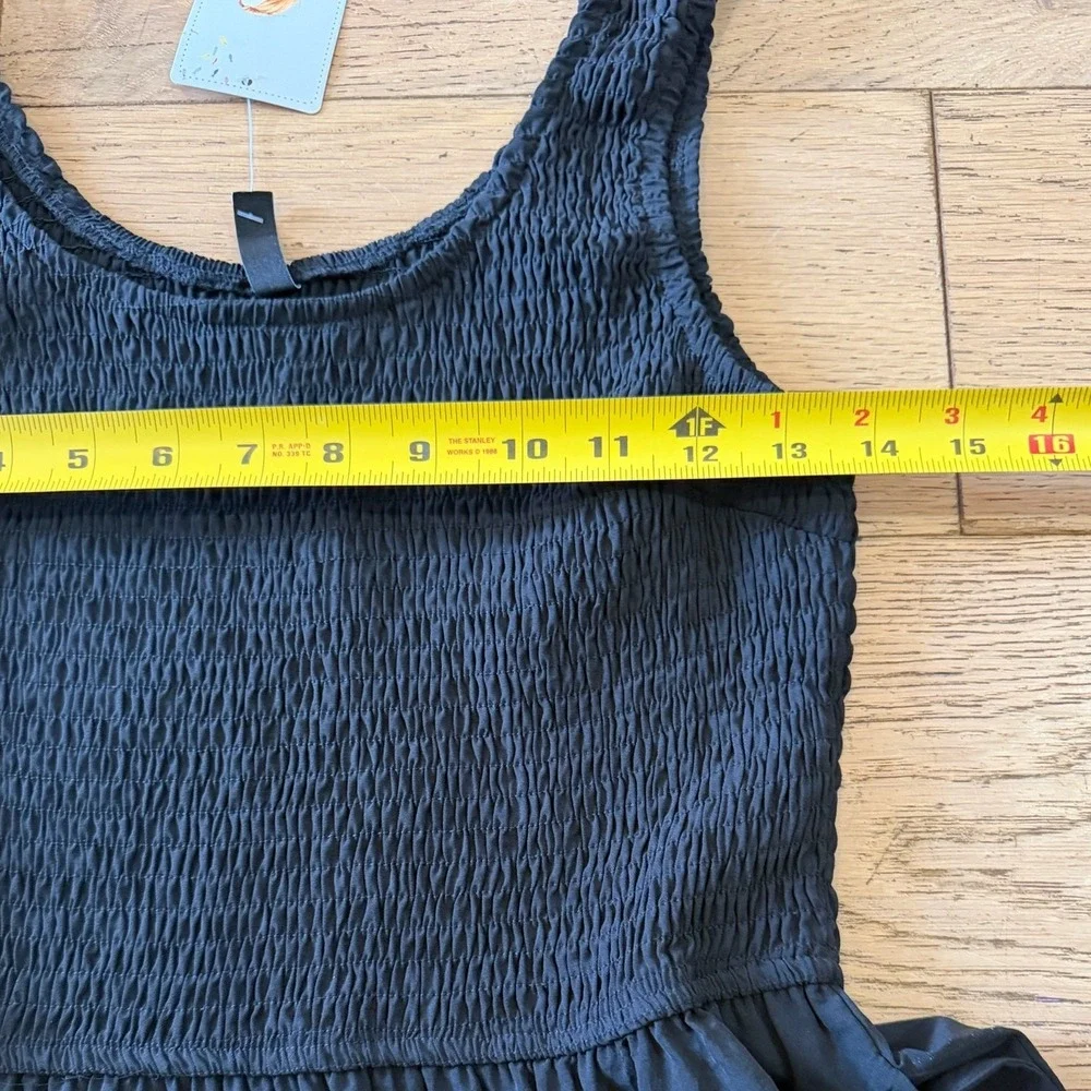 PrettyGarden Smocked Tiered Maxi Dress Black Sleeveless Scoop Neck S NWT (1545) - Picture 9 of 10